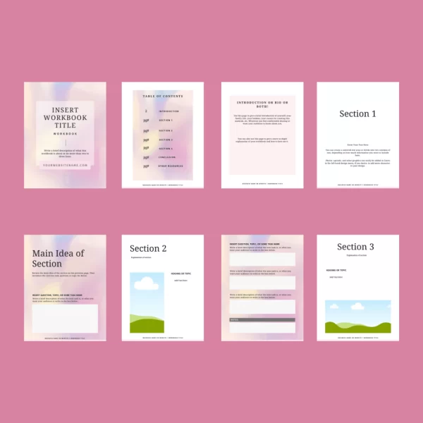 Pretty in Pink Workbook Template 1