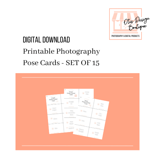 Senior Posing Prompt Card Bundle - Done for You, Printable 15 Posing Prompt Card Set