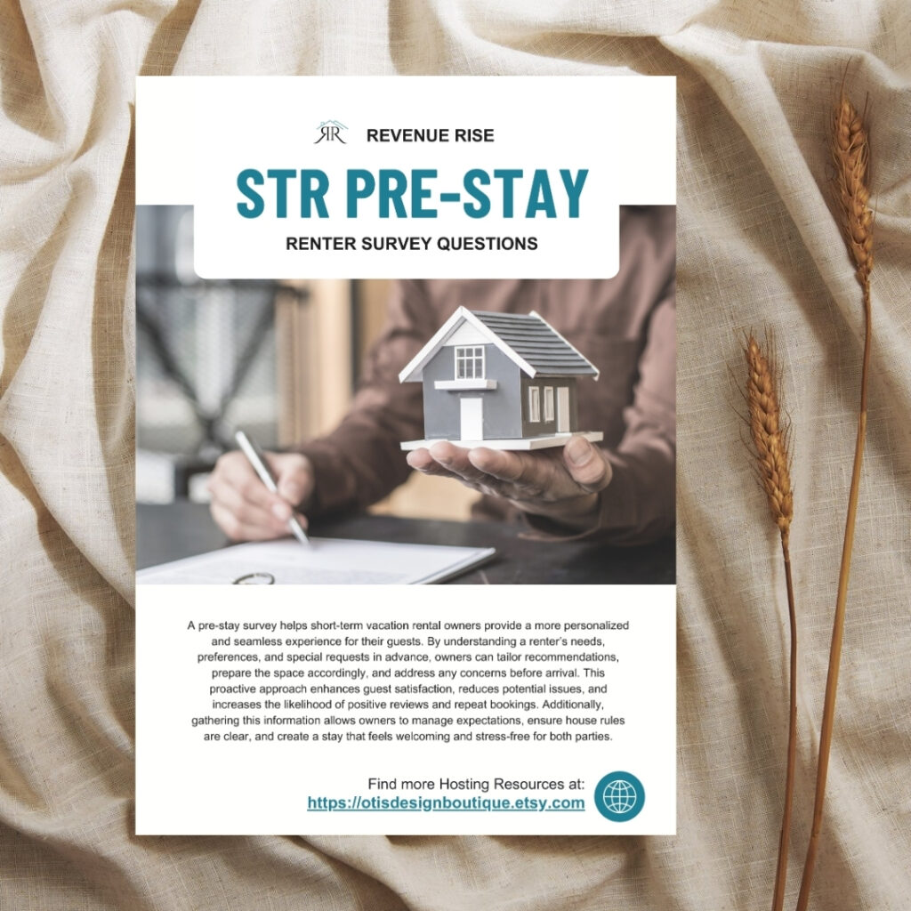 rental guest pre stay questionnaire mockup